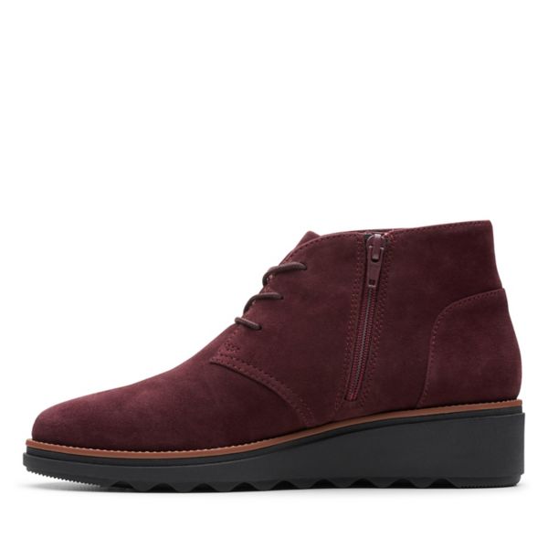 Clarks Womens Sharon Hop Ankle Boots Burgundy | UK-7423189